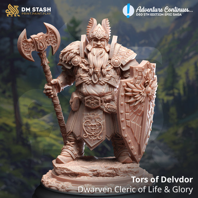 Tors of Delvdor, Dwarven Cleric of Life & Glory (Male Dwarf Cleric)